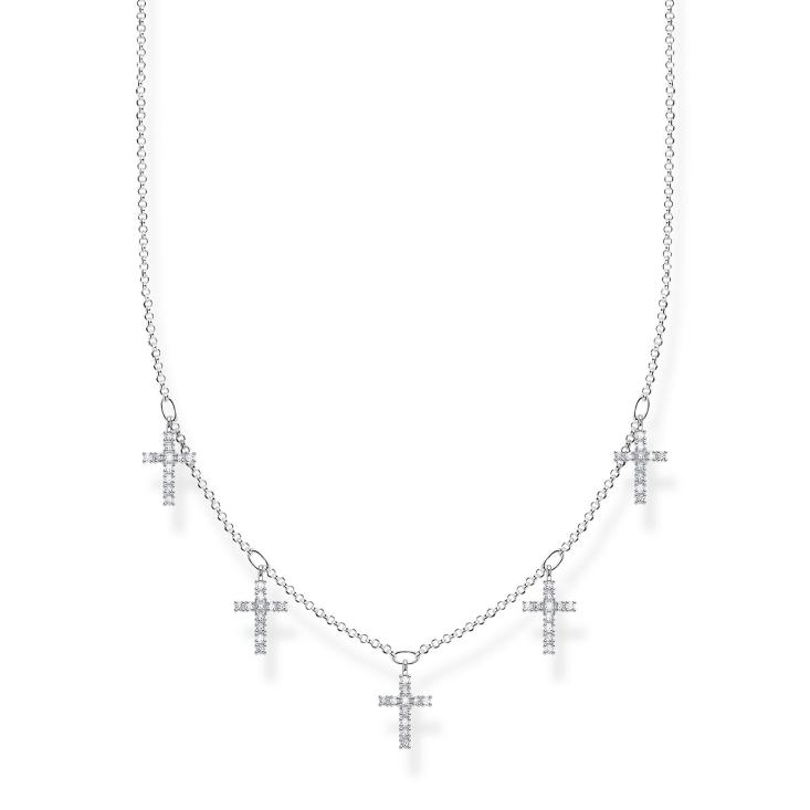 Collier argent avec 5 petites croix suspendues en penpilles